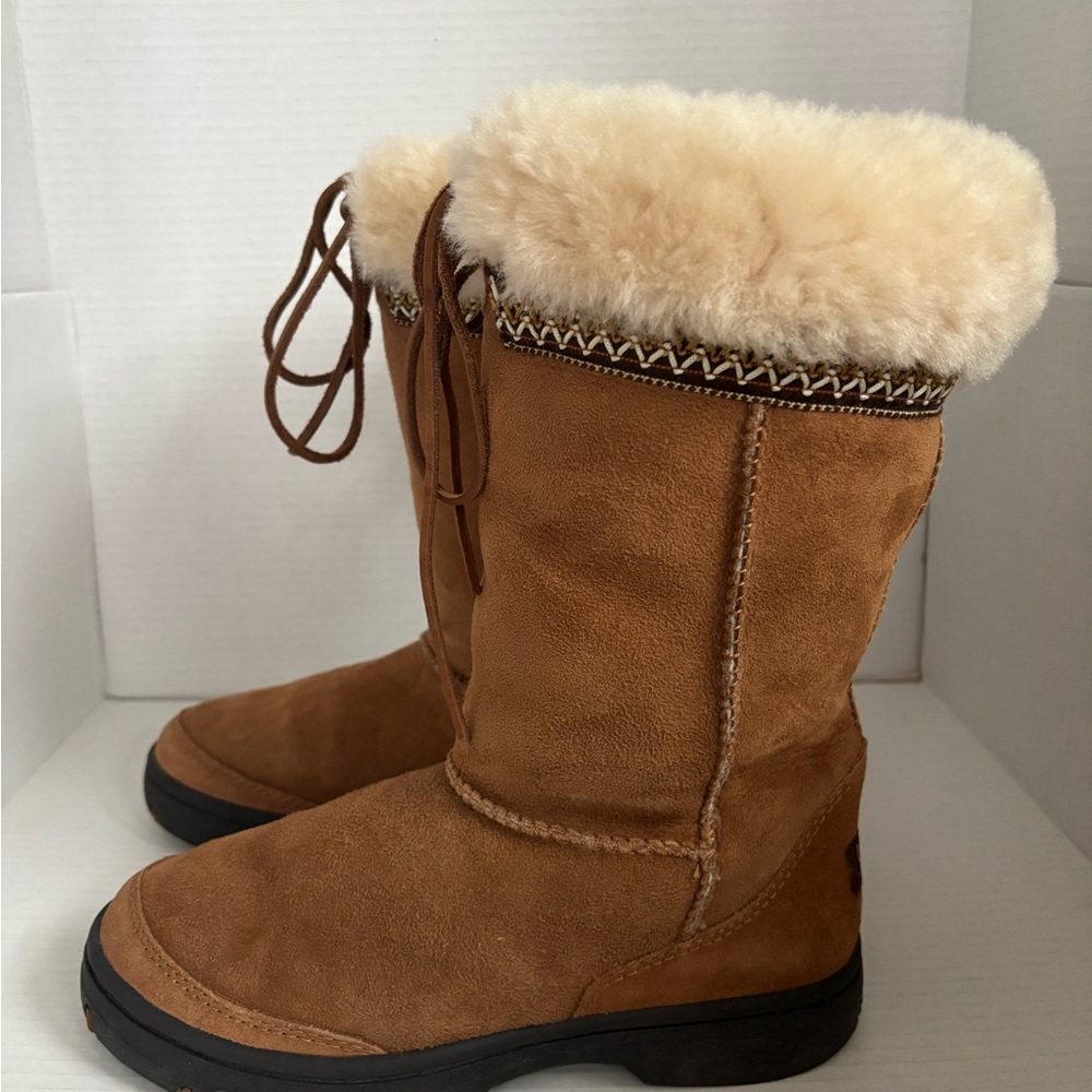 UGG Ultimate Cuff Tall Chestnut Brown Winter Boots Womens Size 7 - Picture 9 of 9
